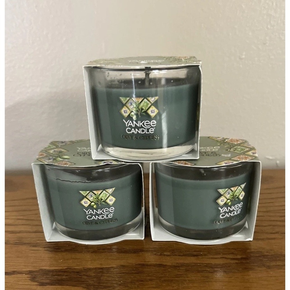Yankee Candle Olive & Cypress Scent Mini Jar Candle 1.3 Oz - Lot Of 3